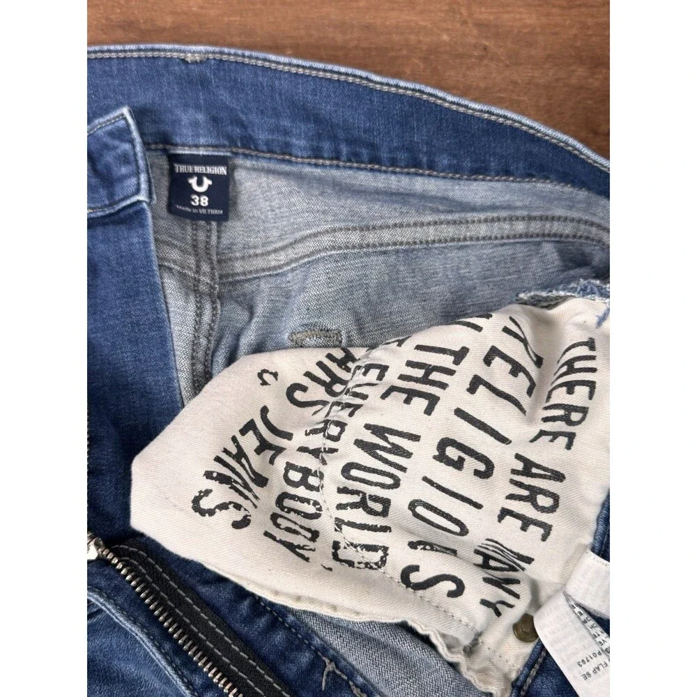True Religion Rocco Relaxed Skinny Knee Panels Men's Blue Jeans 38